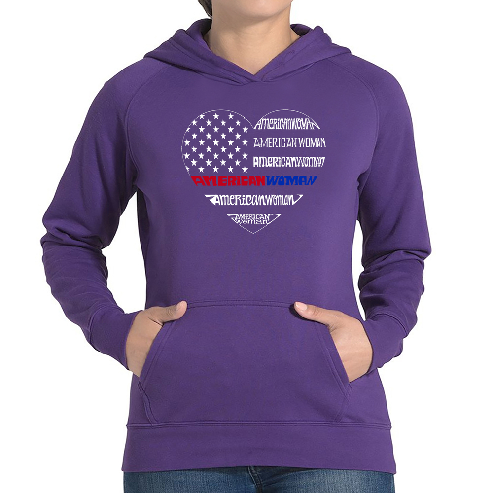 Women's Word Art Hooded Sweatshirt - American Woman